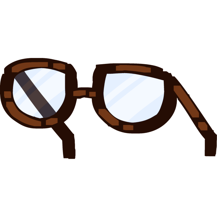 A pair of glasses with dark brown, half-circle-shaped frames.